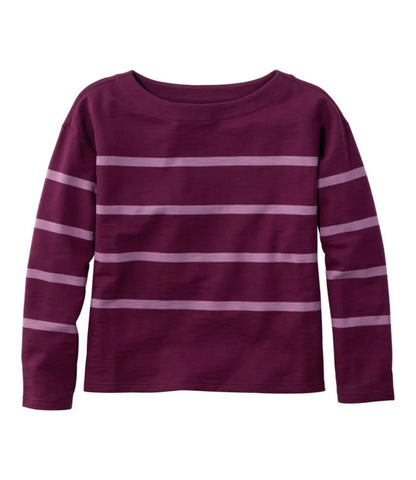 Women's Peaks Island Top, Relaxed Boatneck Long-Sleeve Stripe