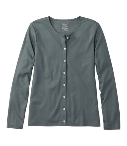 Women's Pima Cotton Tee, Long-Sleeve Crewneck Cardigan