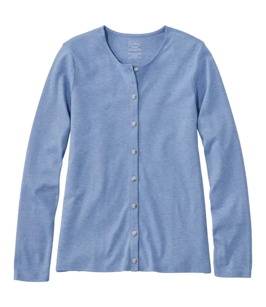 Women's Pima Cotton Tee, Long-Sleeve Crewneck Cardigan