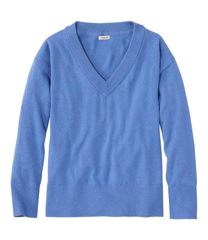 Women's Cotton/Cashmere Sweater, V-Neck