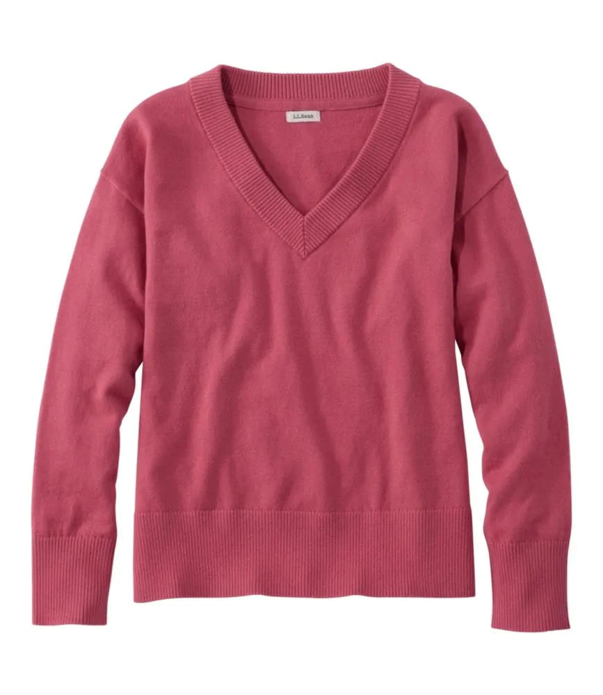 Women's Cotton/Cashmere Sweater, V-Neck