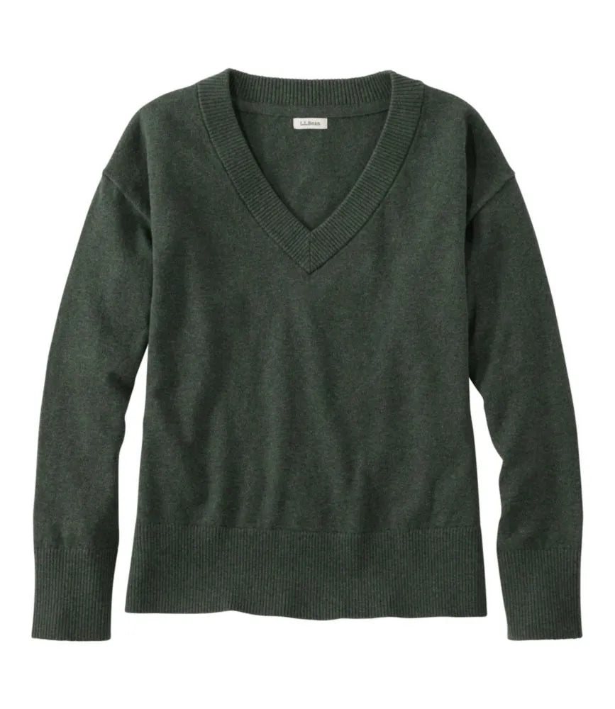 Women's Cotton/Cashmere Sweater, V-Neck
