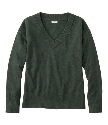 Women's Cotton/Cashmere Sweater, V-Neck
