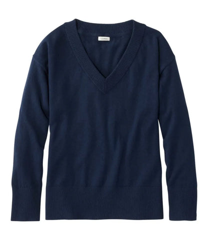 Women's Cotton/Cashmere Sweater, V-Neck