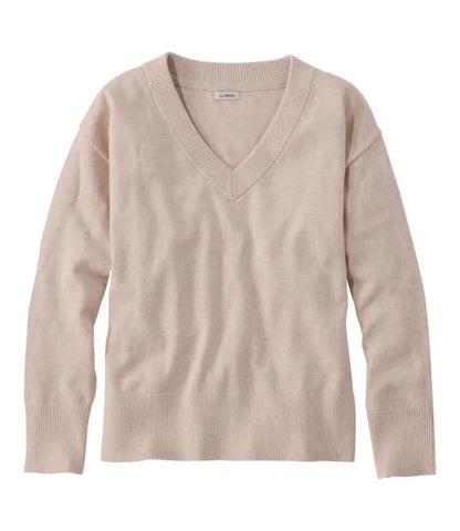 Women's Cotton/Cashmere Sweater, V-Neck