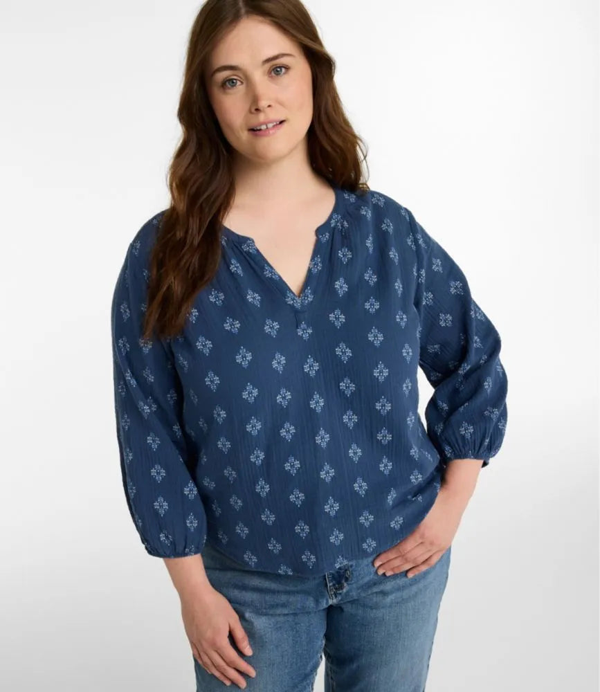Women's Cloud Gauze Shirt, Splitneck Popover