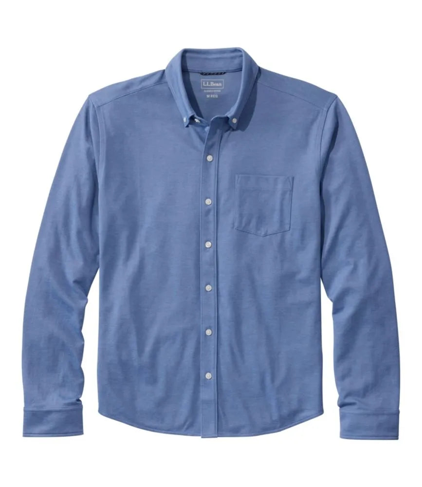 Men's Comfort Stretch Performance® Button-Front Knit Shirt, Long-Sleeve