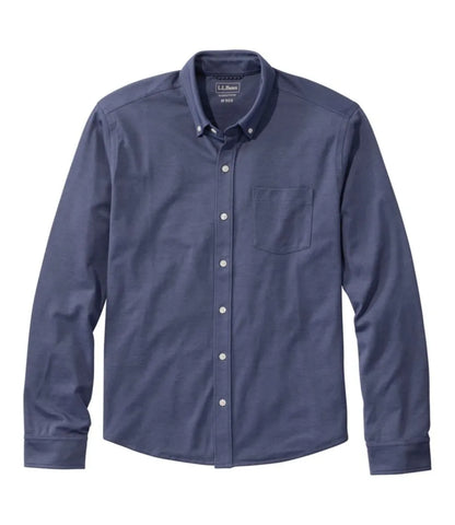 Men's Comfort Stretch Performance® Button-Front Knit Shirt, Long-Sleeve