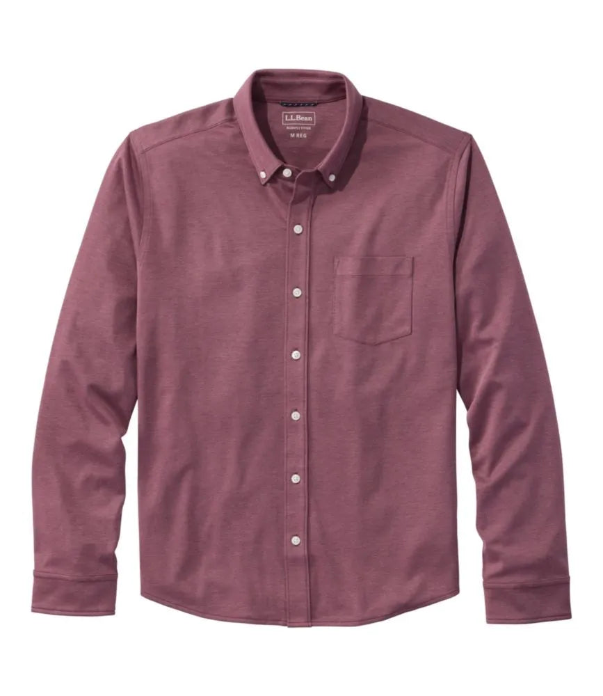 Men's Comfort Stretch Performance® Button-Front Knit Shirt, Long-Sleeve
