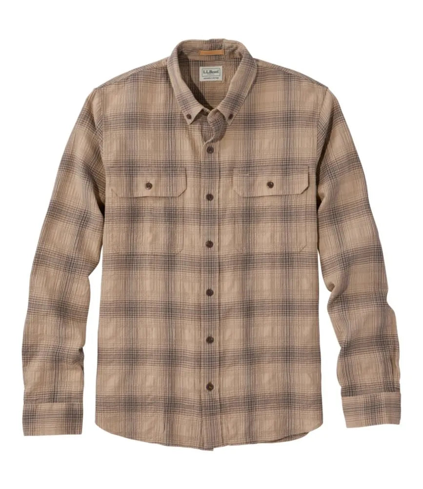 Men's Sunwashed Textured Shirt, Slightly Fitted, Plaid