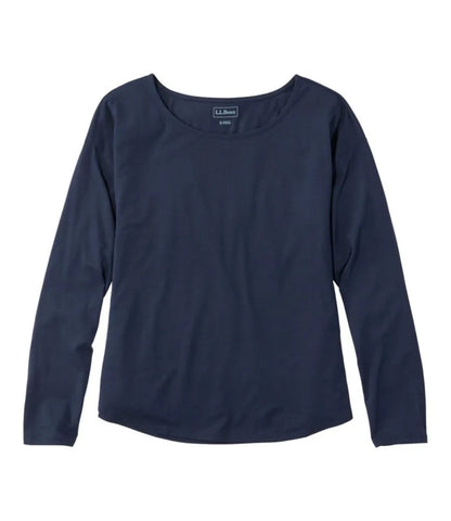 Women's Soft Stretch Supima-Blend Tee, Long Dolman-Sleeve Jewelneck