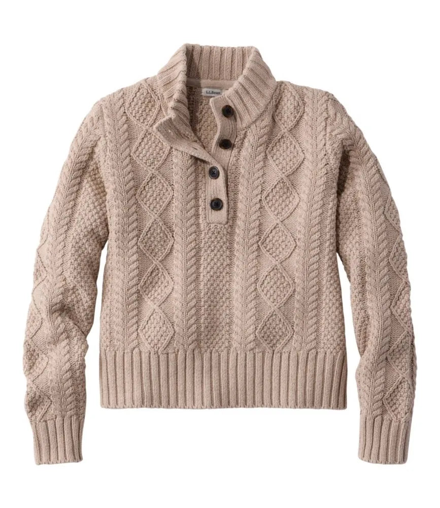 Women's Signature Cotton Fisherman Sweater, Mockneck