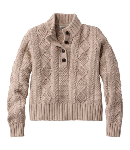Women's Signature Cotton Fisherman Sweater, Mockneck