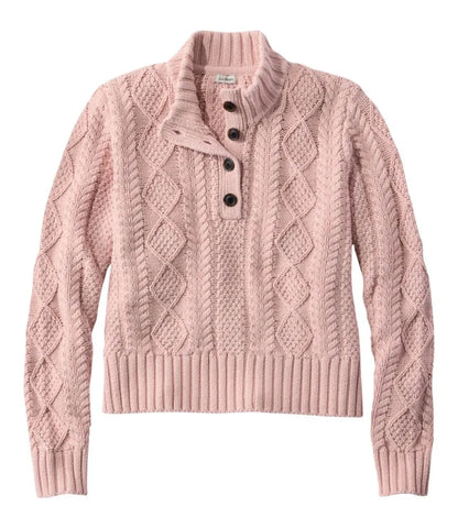 Women's Signature Cotton Fisherman Sweater, Mockneck
