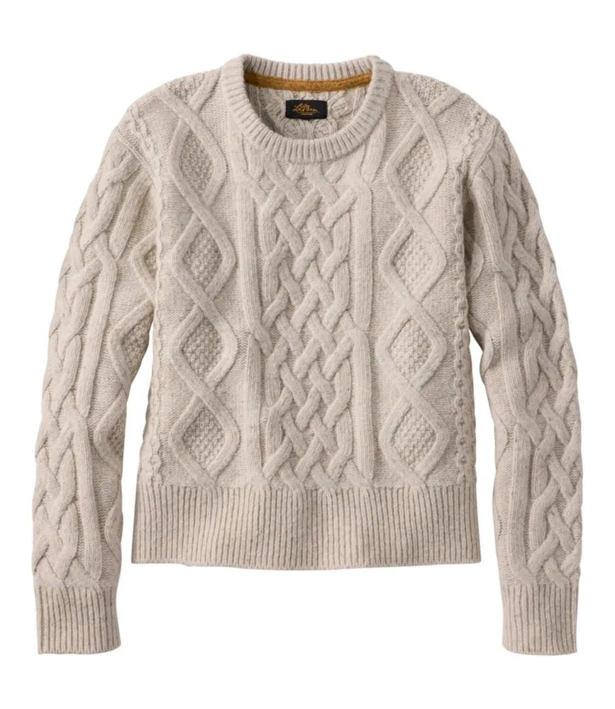 Women's Signature Wool-Blend Fisherman Sweater, Crewneck