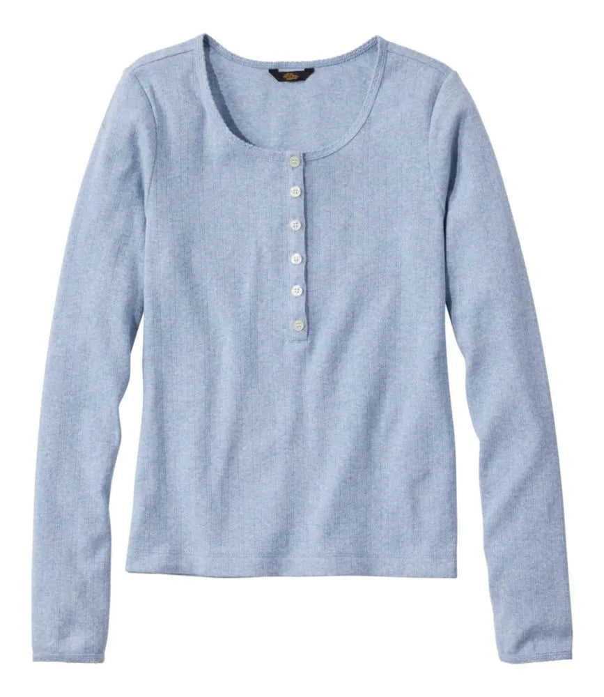 Women's Signature Premium Essential Pointelle Tee, Long-Sleeve Henley