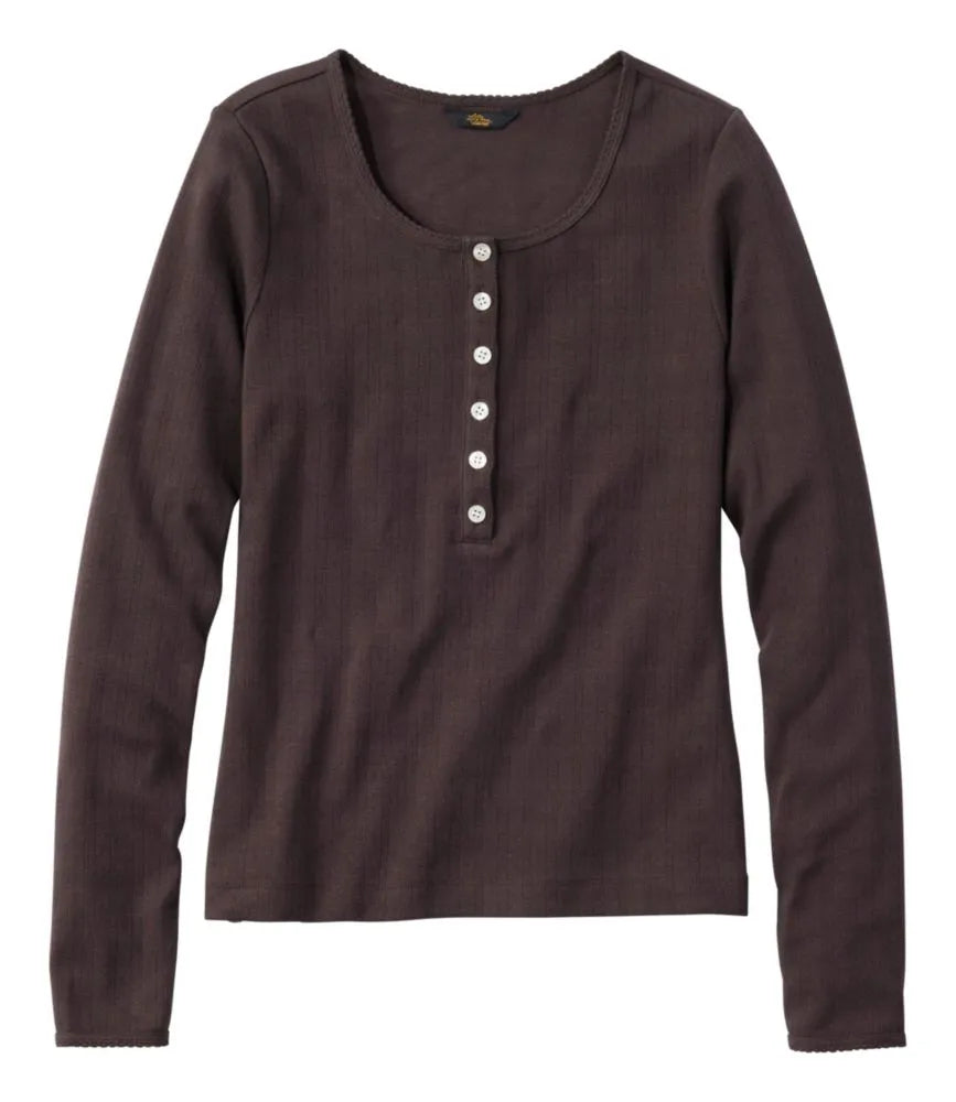 Women's Signature Premium Essential Pointelle Tee, Long-Sleeve Henley