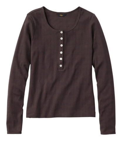 Women's Signature Premium Essential Pointelle Tee, Long-Sleeve Henley