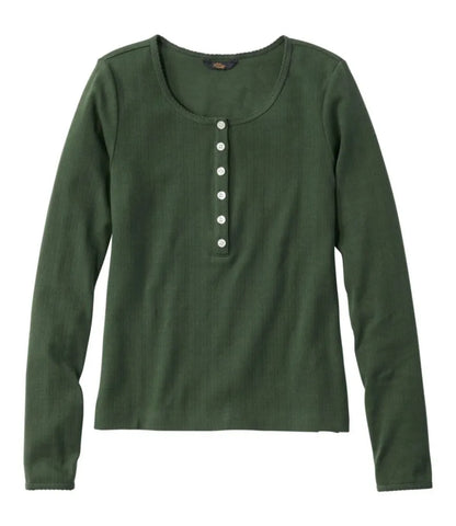 Women's Signature Premium Essential Pointelle Tee, Long-Sleeve Henley