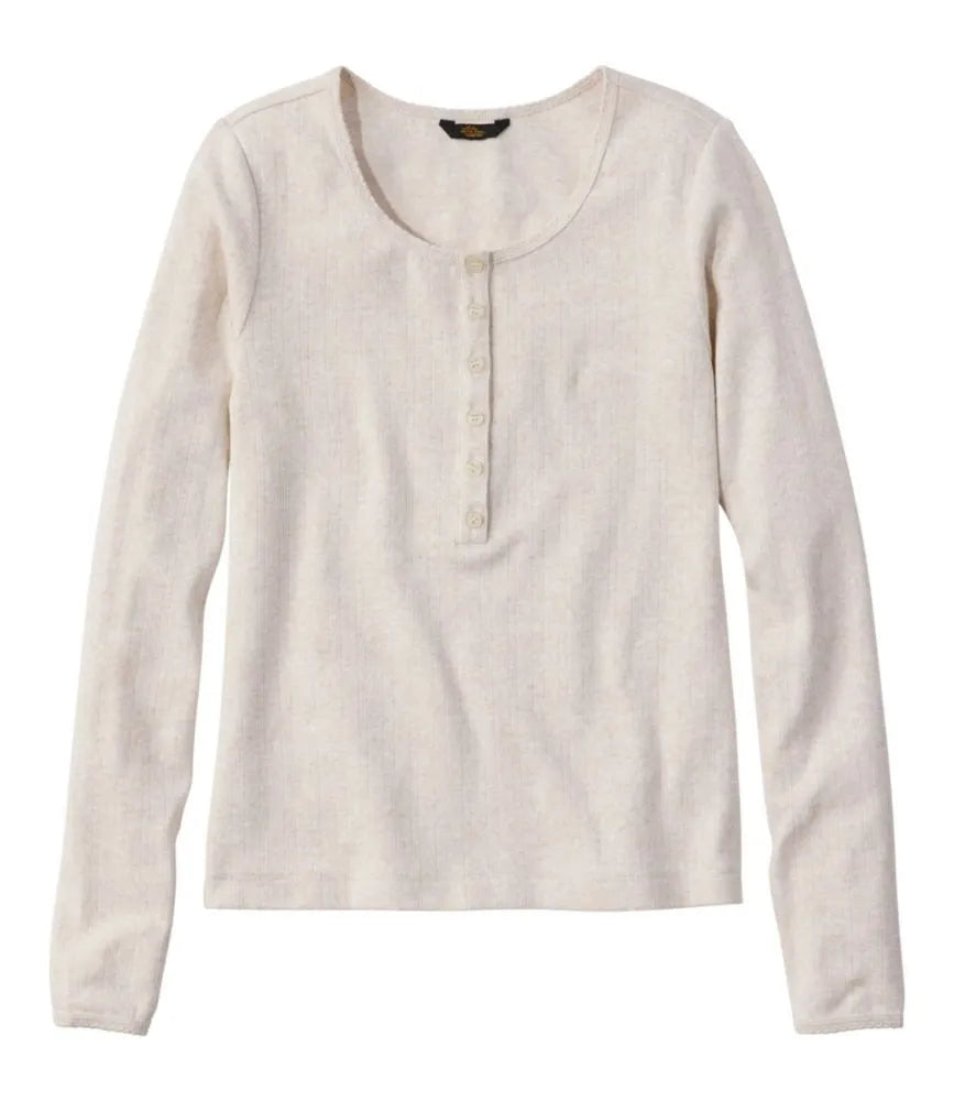 Women's Signature Premium Essential Pointelle Tee, Long-Sleeve Henley