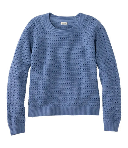 Women's Sunwashed Openwork Sweater, Crewneck