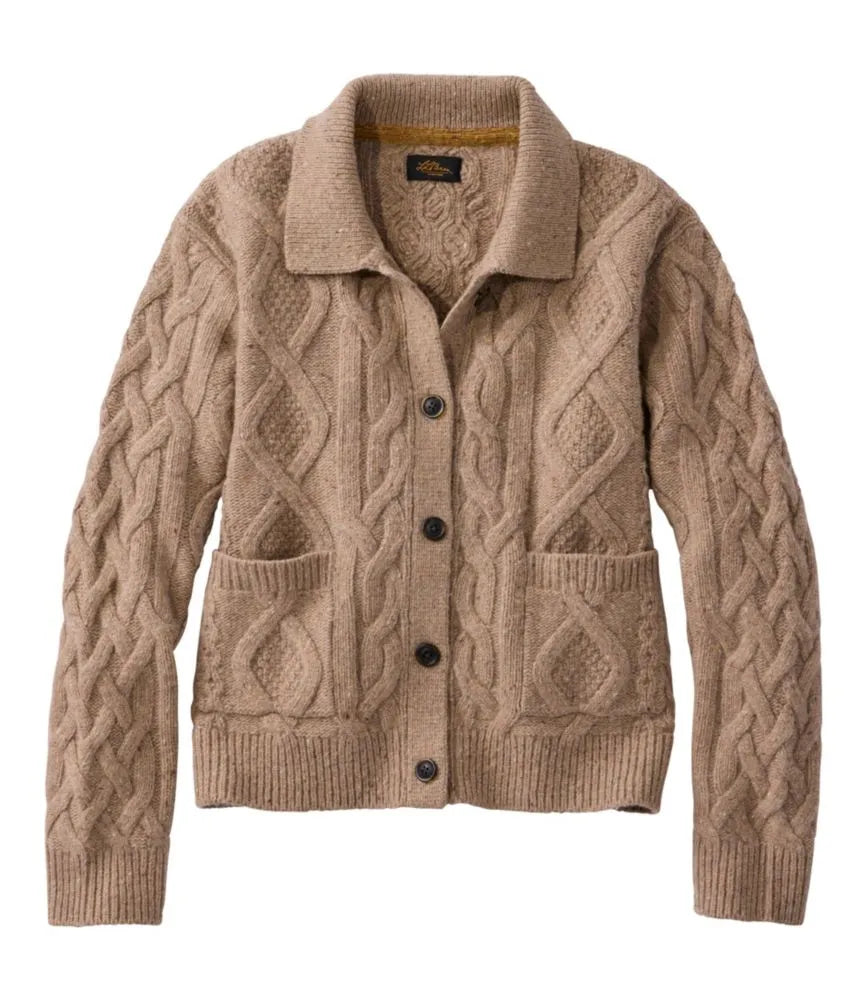 Women's Signature Wool-Blend Fisherman Sweater, Cardigan