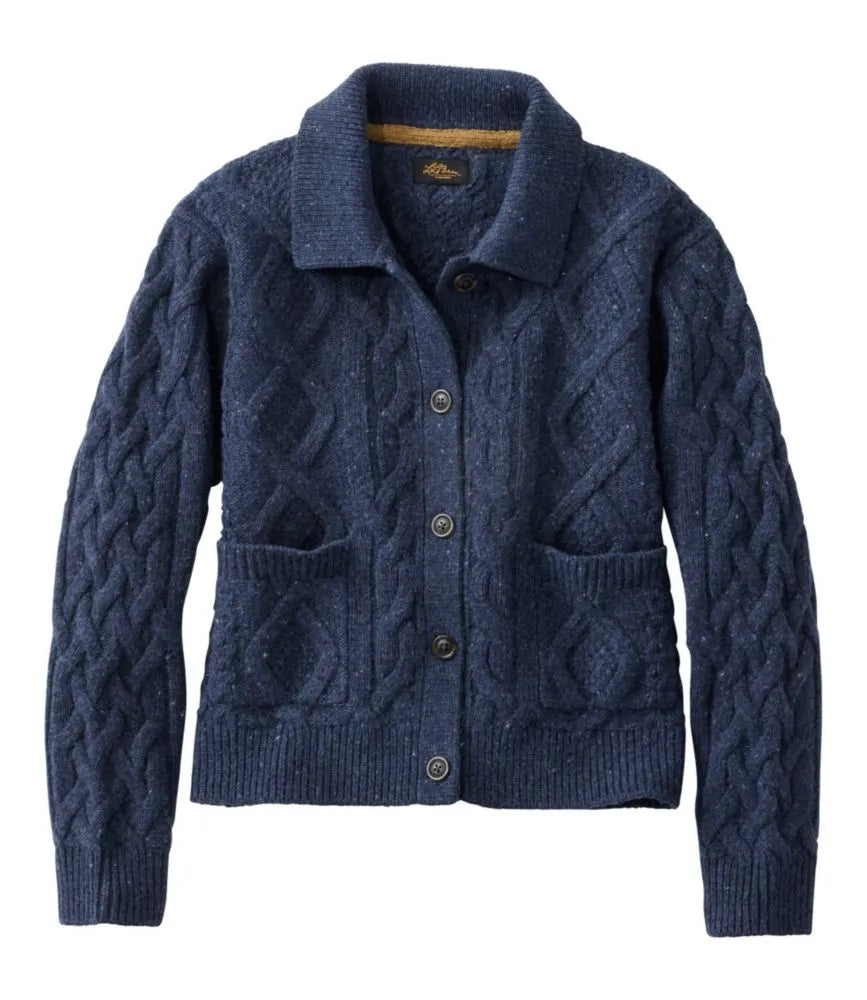 Women's Signature Wool-Blend Fisherman Sweater, Cardigan
