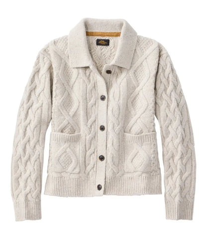 Women's Signature Wool-Blend Fisherman Sweater, Cardigan