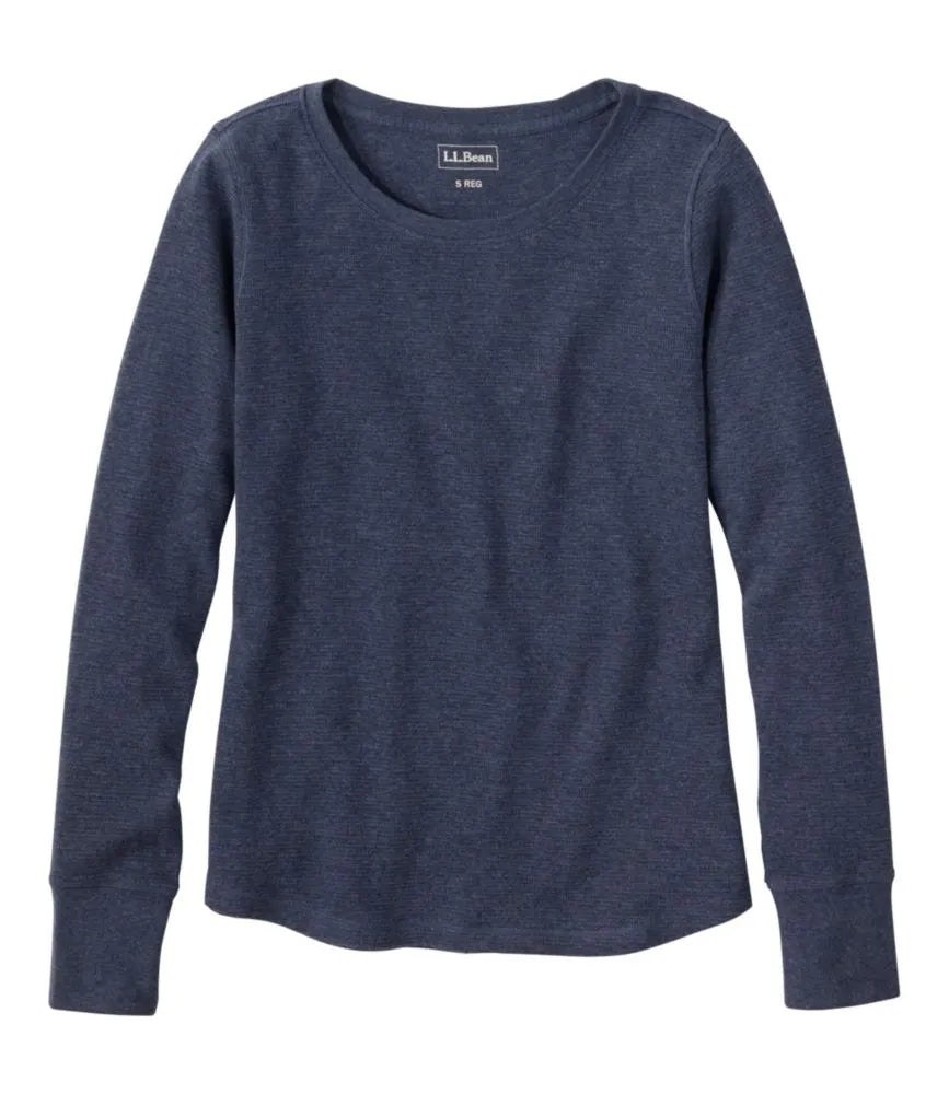 Women's Waffle-Knit Top, Long-Sleeve Jewelneck