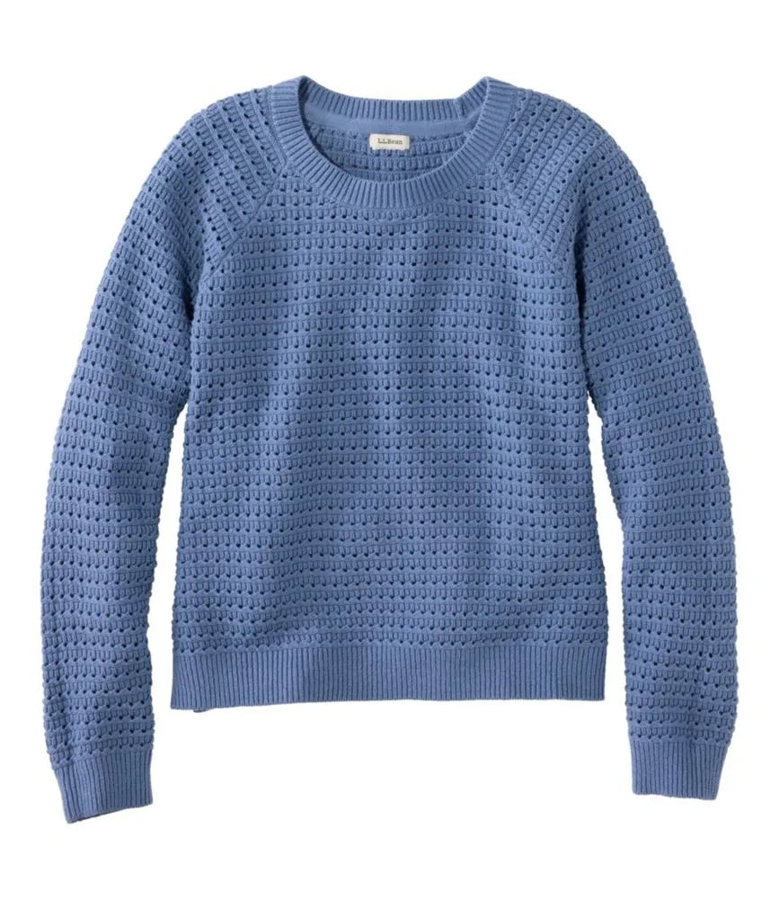 Women's Sunwashed Openwork Sweater, Crewneck