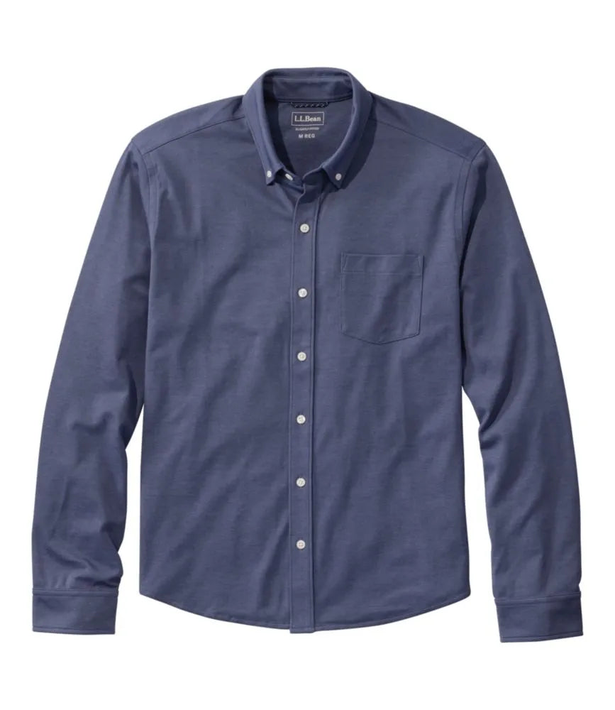 Men's Comfort Stretch Performance® Button-Front Knit Shirt, Long-Sleeve