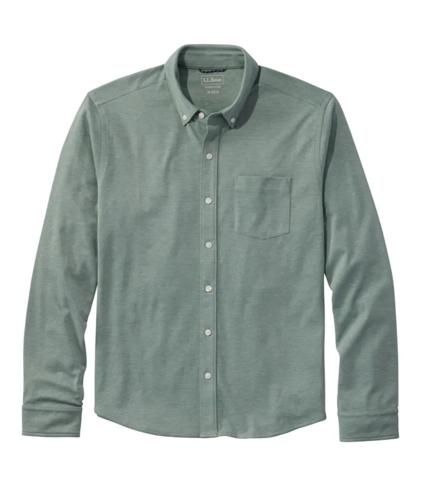 Men's Comfort Stretch Performance® Button-Front Knit Shirt, Long-Sleeve