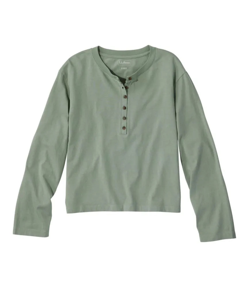 Women's Sunwashed Tee, Long-Sleeve Cropped Boxy Henley