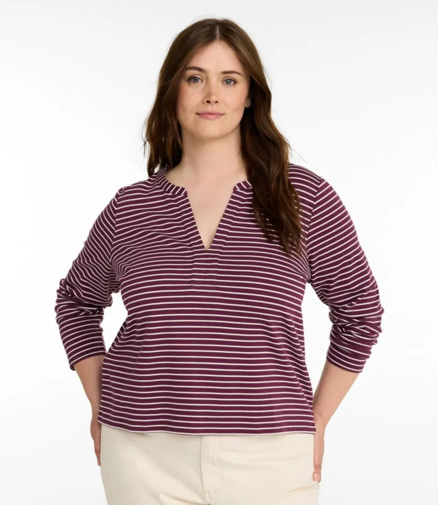 Women's L.L.Bean Tee, Long-Sleeve Splitneck Stripe