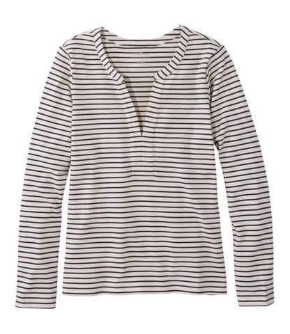 Women's L.L.Bean Tee, Long-Sleeve Splitneck Stripe