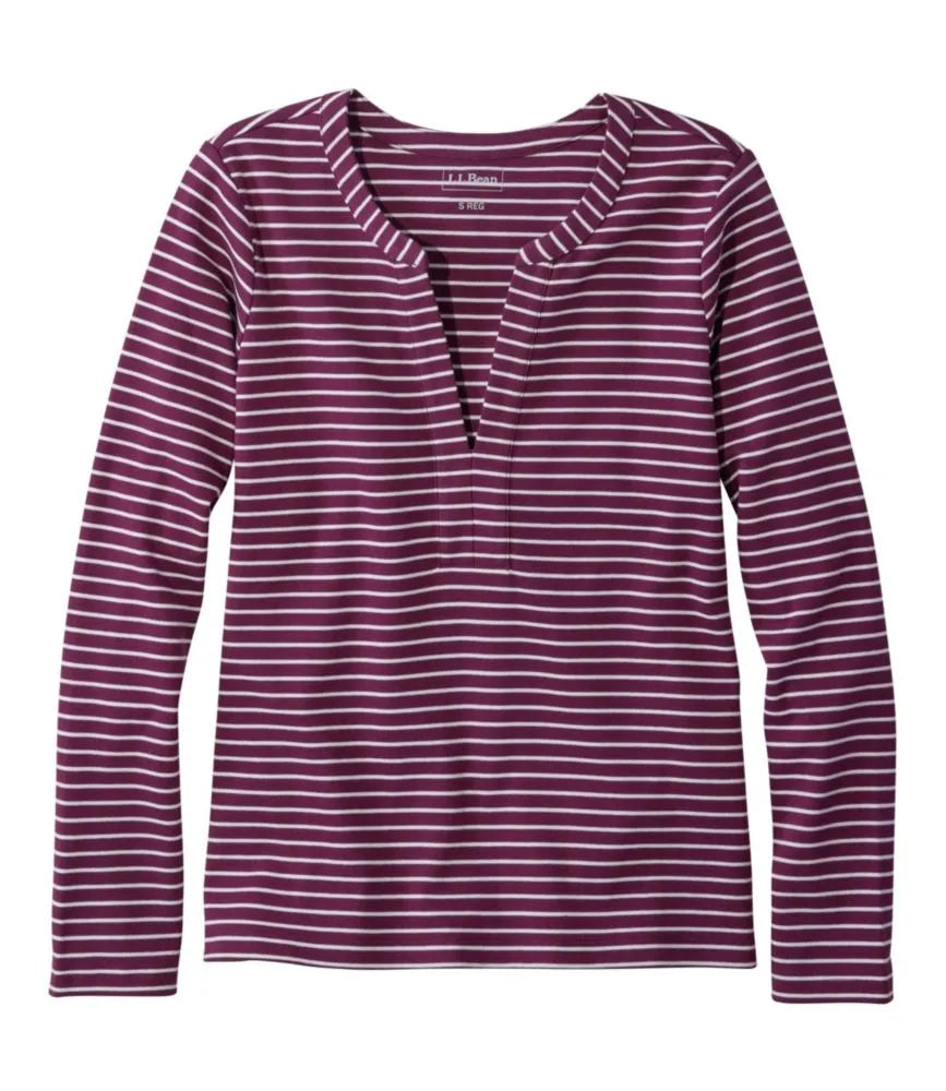 Women's L.L.Bean Tee, Long-Sleeve Splitneck Stripe
