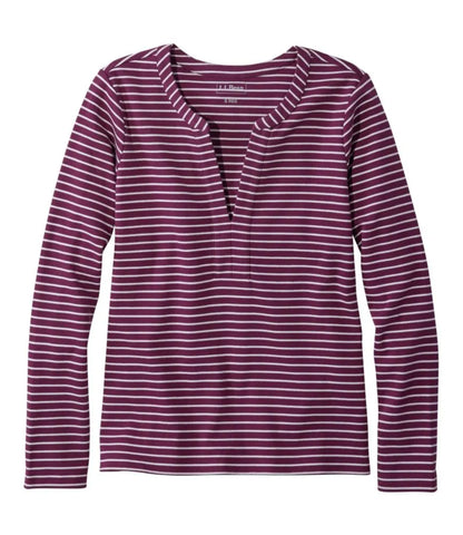Women's L.L.Bean Tee, Long-Sleeve Splitneck Stripe