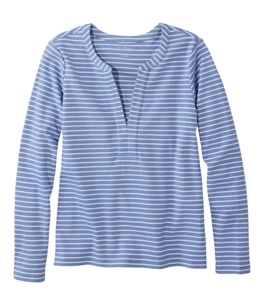 Women's L.L.Bean Tee, Long-Sleeve Splitneck Stripe