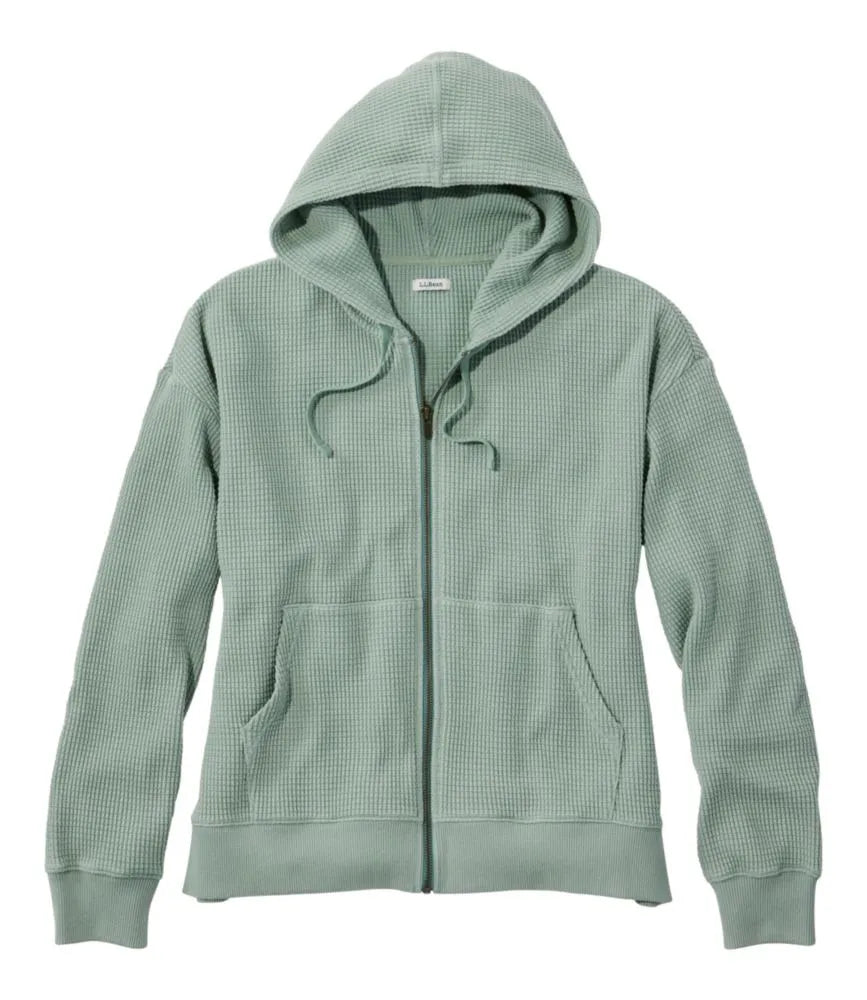 Women's Sunwashed Waffle Top, Full-Zip Hoodie