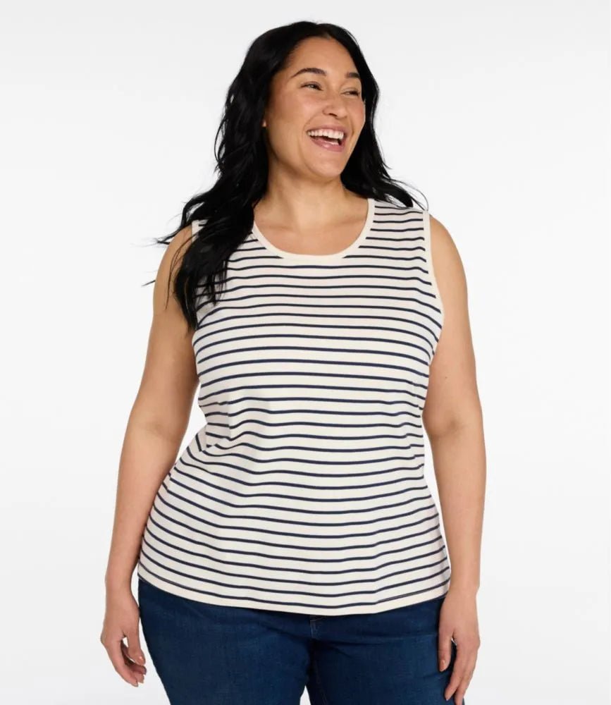 Women's Pima Cotton Tee, Shell Stripe