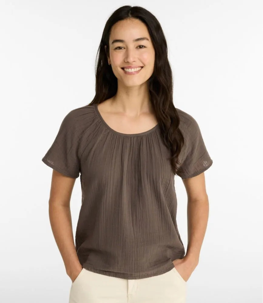 Women's Cloud Gauze Shirt, Short-Sleeve Scoopneck