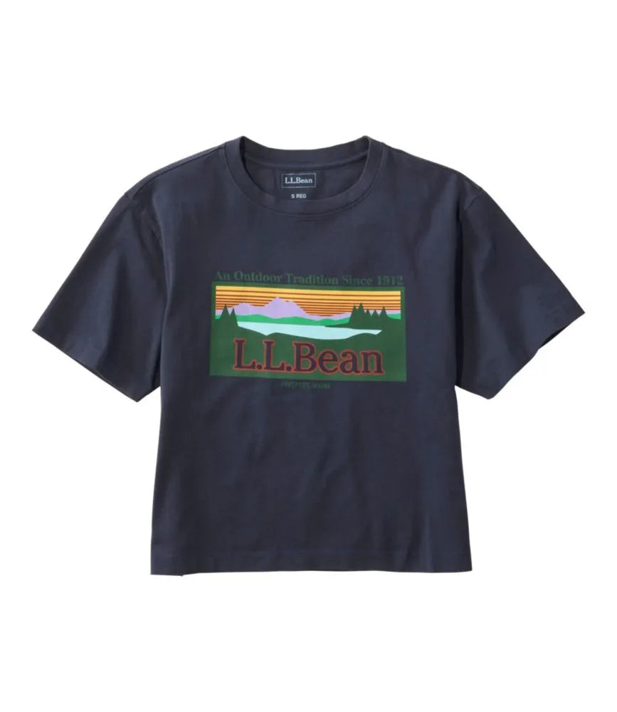 Women's Mountain Classic Tee, Short-Sleeve Cropped Boxy Crewneck Logo