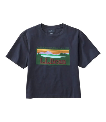 Women's Mountain Classic Tee, Short-Sleeve Cropped Boxy Crewneck Logo