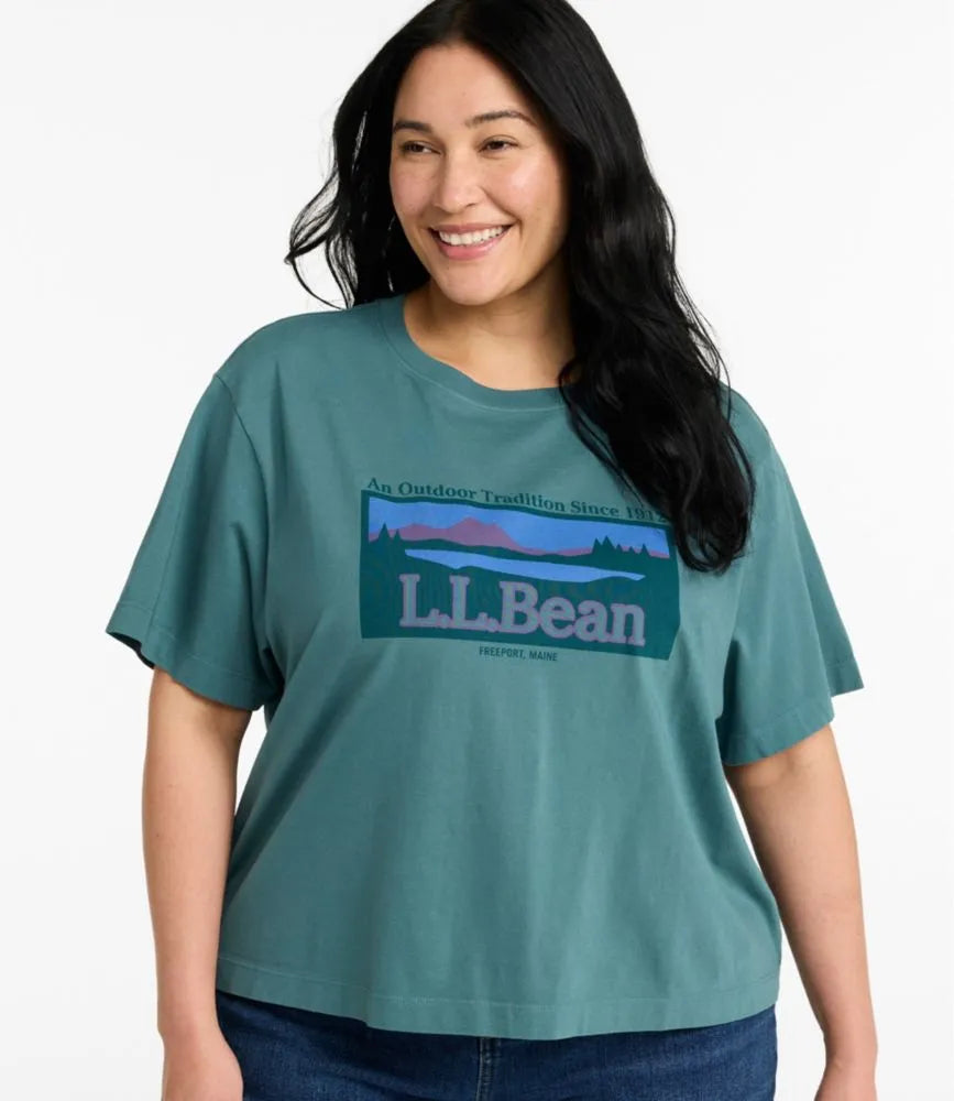 Women's Mountain Classic Tee, Short-Sleeve Cropped Boxy Crewneck Logo