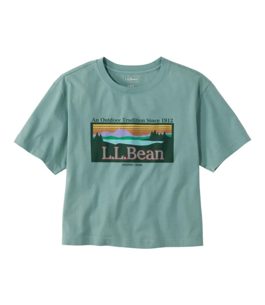 Women's Mountain Classic Tee, Short-Sleeve Cropped Boxy Crewneck Logo