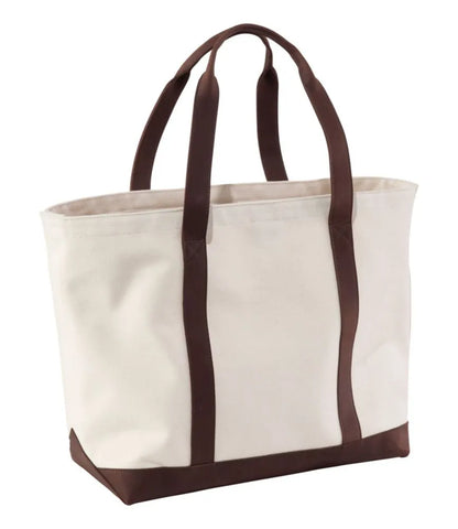 Leather-Trim Waxed Canvas Tote