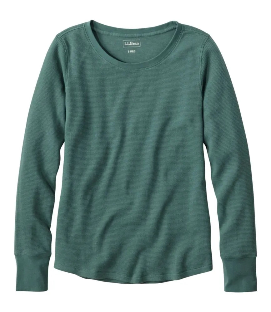 Women's Waffle-Knit Top, Long-Sleeve Jewelneck