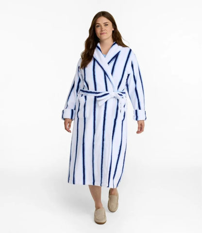 Women's Soft Plush Terry Robe, Stripe