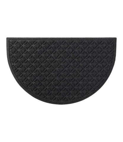 Heavyweight Recycled Waterhog Doormat, Half Round, Geometric Rings