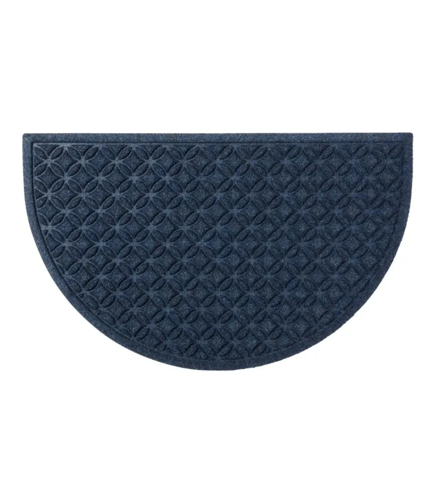 Heavyweight Recycled Waterhog Doormat, Half Round, Geometric Rings